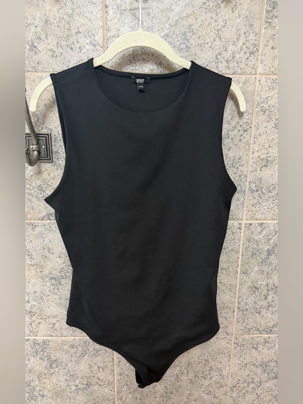 Express Black Ribbed Tank Bodysuit